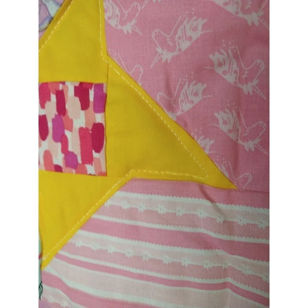 Handmade unicorn Rainbow Flower Heart Quilted Girls Lap/baby Quilt Size37.5
